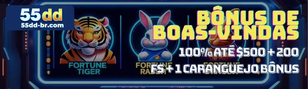 Banner da promoção de boas-vindas do 55DD cassino